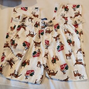 New With Tags Old Navy White and Red Pajama Bottoms Festive Reindeer Size M